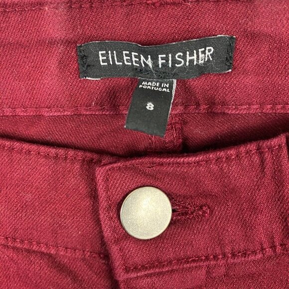 Eileen Fisher Organic Cotton Denim Straight Ankle Jeans Slim Fit Red - Picture 4 of 12